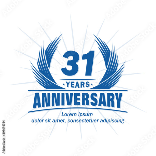 31 years logo design template. 31st anniversary vector and illustration.
