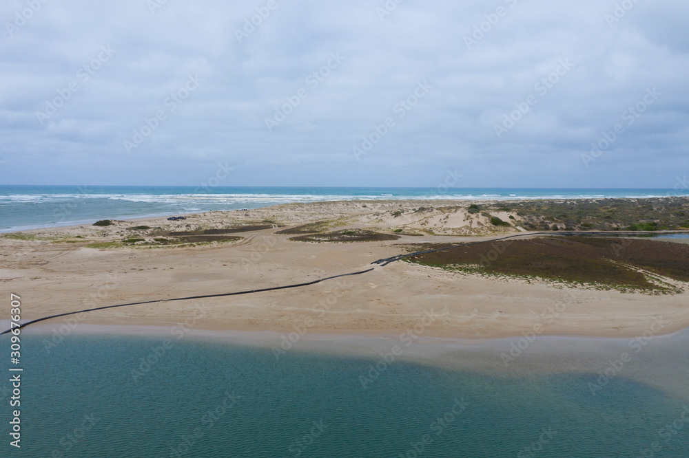 Aerial photograph of The Coorong at the mouth of the River Murray near Goolwa in South Australia Aerial photograph of The Coorong at the mouth of the River Murray near Goolwa in South Australia