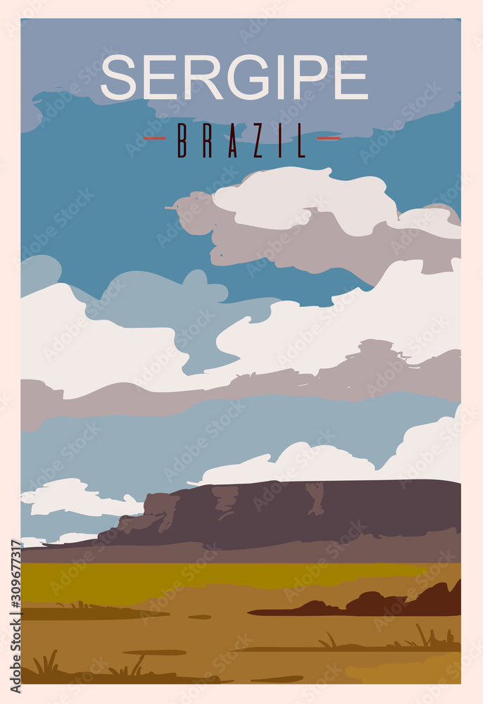 Sergipe retro poster. Sergipe travel illustration. States of Brazil