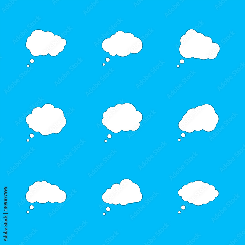 Vector set of white clouds with shadow. Speech bubbles. Vector set of white clouds with shadow. Speech bubbles.