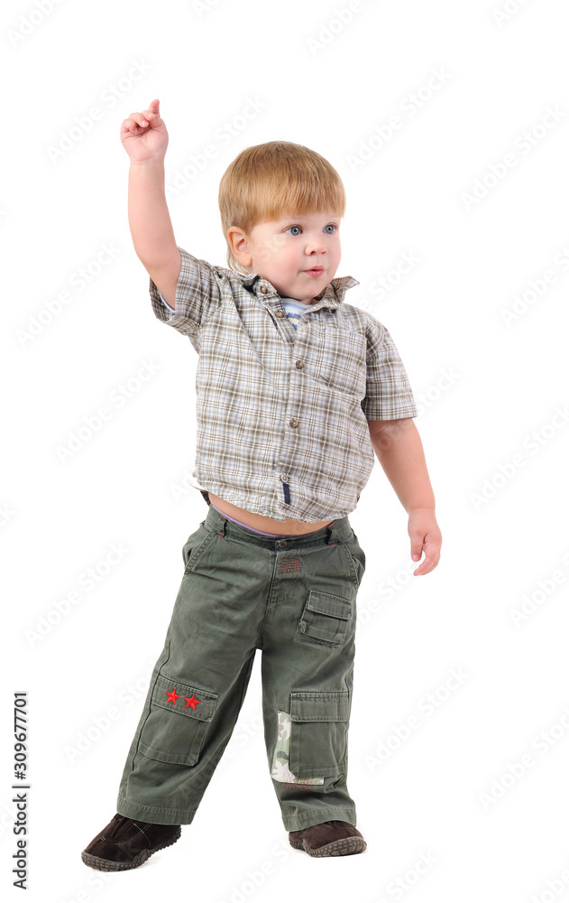 Close-up portrait of a charming little boy on a white background. Concept of baby food and healthy food for children. Copyspace Close-up portrait of a charming little boy on a white background. Concept of baby food and healthy food for children. Copyspace