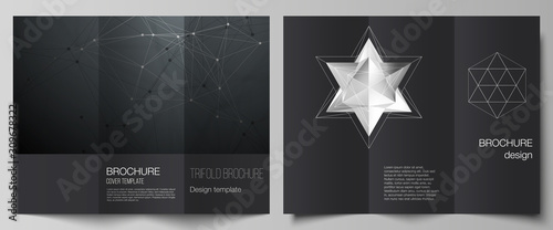 Vector illustration layouts. Modern creative covers design templates for trifold brochure or flyer. 3d polygonal geometric modern design abstract background. Science or technology vector illustration.