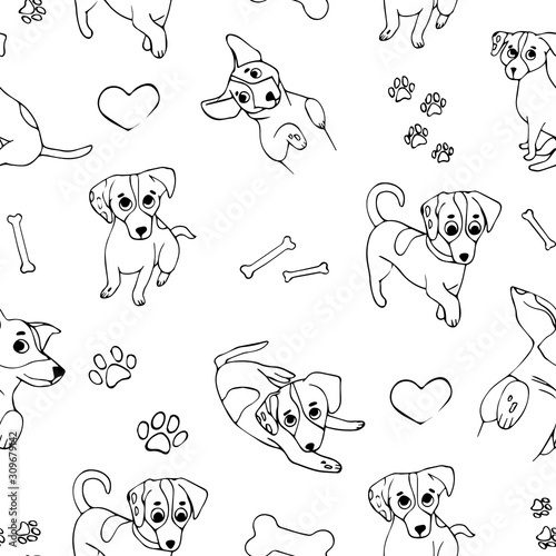 Jack Russell terrier dog seamless pattern vector wallpaper background