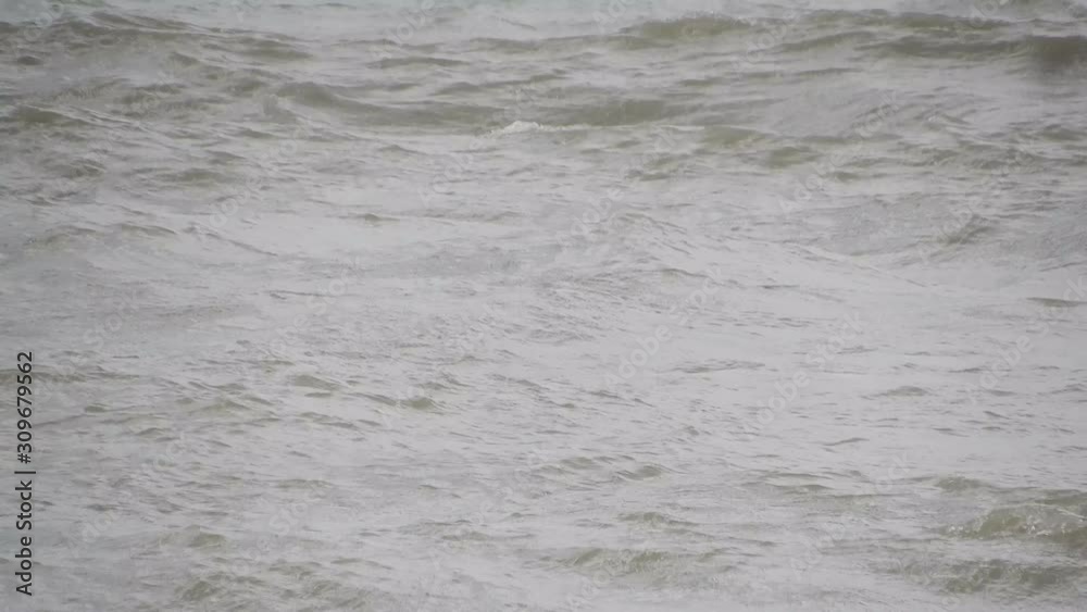 Large Waves Of Water Crashing On Sandy Coast On Overcast Day 002 Large Waves Of Water Crashing On Sandy Coast On Overcast Day 002