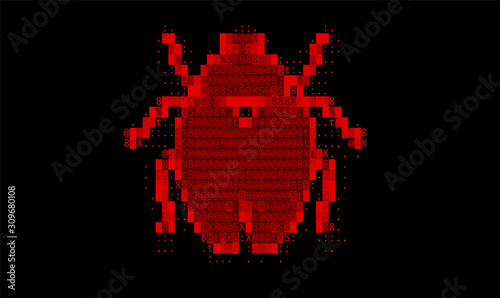 Abstract Red Background with Binary Code Numbers. Data Breach, Malware, Cyber Attack, Hacked