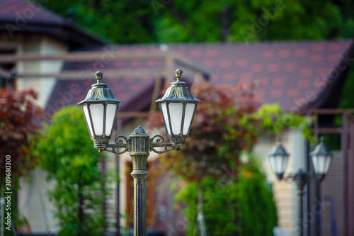 vintage lampposts on the street