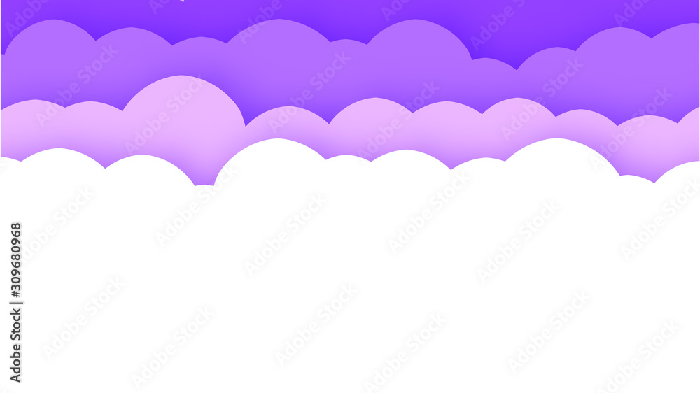 Fun Paper Cut Sky with Clouds. Cartoon Craft Elements