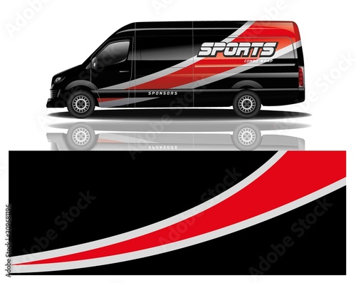 van car decal wrap design vector