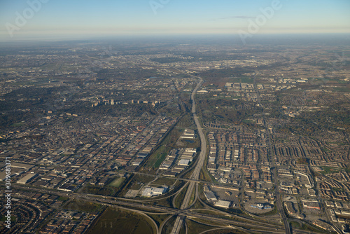Aerial view west from intersection of highway 407 and 400 north Toronto and Vaughan photo
