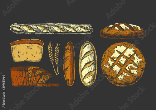 Set with bakery products.