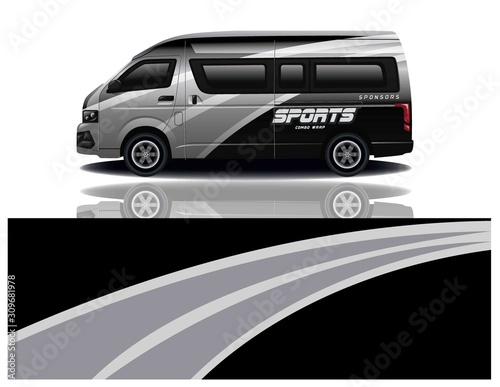 van car decal wrap design vector