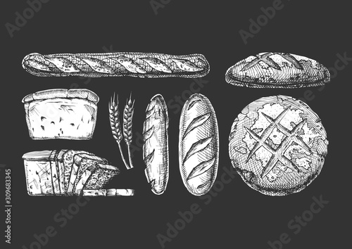 Set with bakery products.