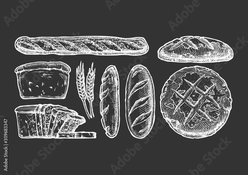 Set with bakery products.