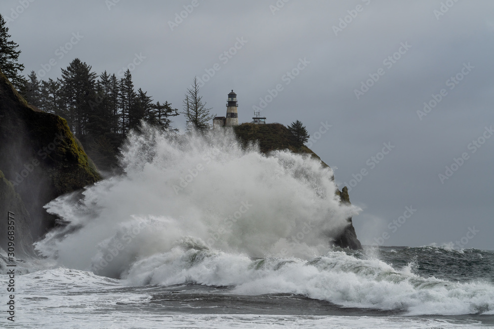 Big Surf And Lighthouse Cape Disappointment