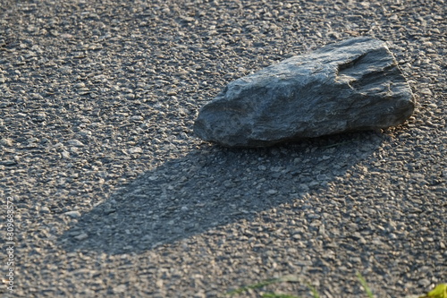A stone laying on the ground alone