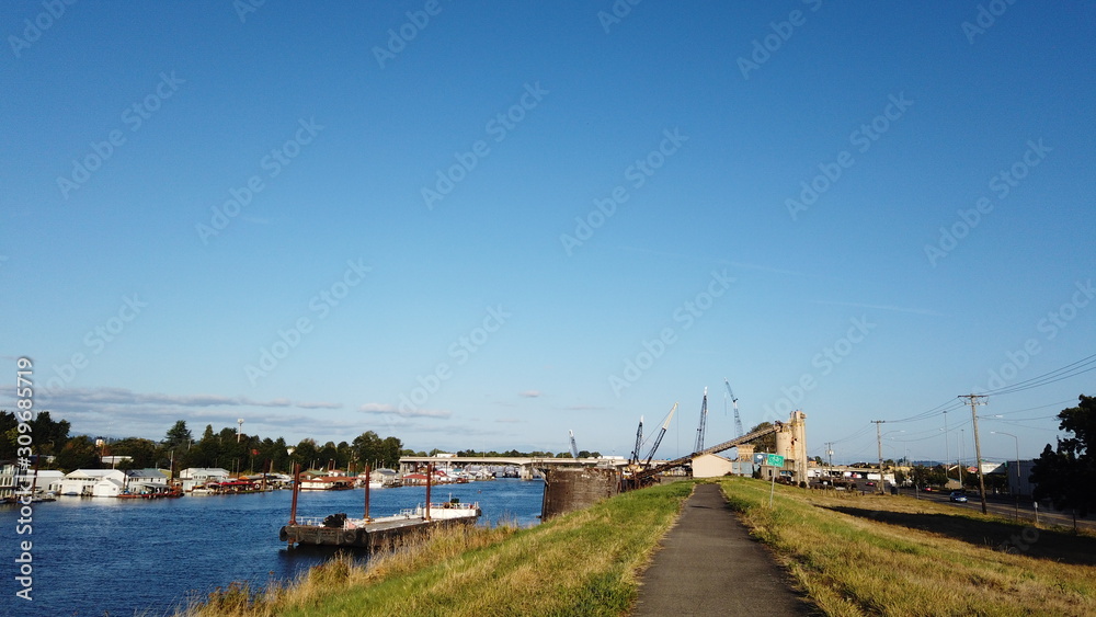 Industrial area along the Columbia River. Hayden Island, Portland, OR