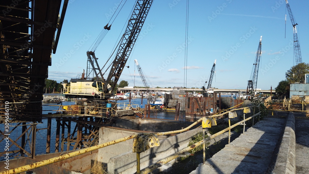 Industrial area along the Columbia River. Hayden Island, Portland, OR