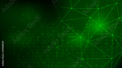 Abstract Green Background with Binary Code Numbers. Data Breach, Malware, Cyber Attack, Hacked Concept