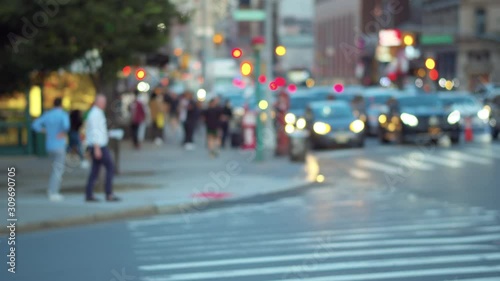 Wallpaper Mural Street traffic on busy New York City intersection, people, cars and bicycles commuting, summer afternoon  Torontodigital.ca