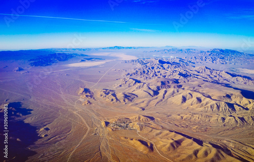 A birds-eye view of the grand Nevada desert, USA
