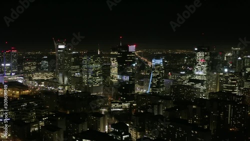 Wallpaper Mural Aerial view of the night city with skyscrapers and buildings in the business center of Warsaw, Poland. 17. December. 2019.  Torontodigital.ca