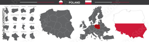 Fotografia political vector map of Poland on white background