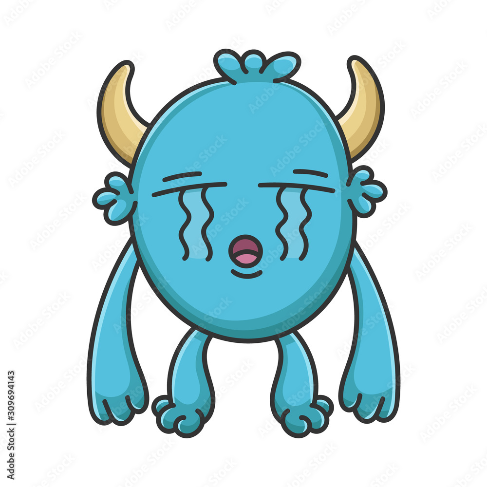 Fototapeta premium Crying Cartoon Furry Creature Monster