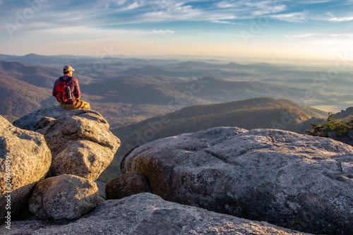 Enjoying the view on Old Rag Moutain at Sunrise photo