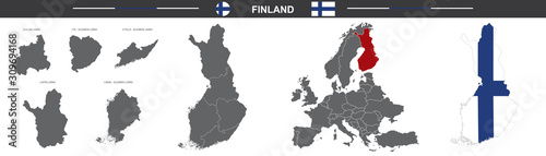 vector political map of Finland on white background