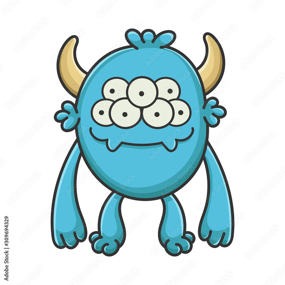 Fototapeta premium Happy Smiling Cartoon Furry Creature Monster