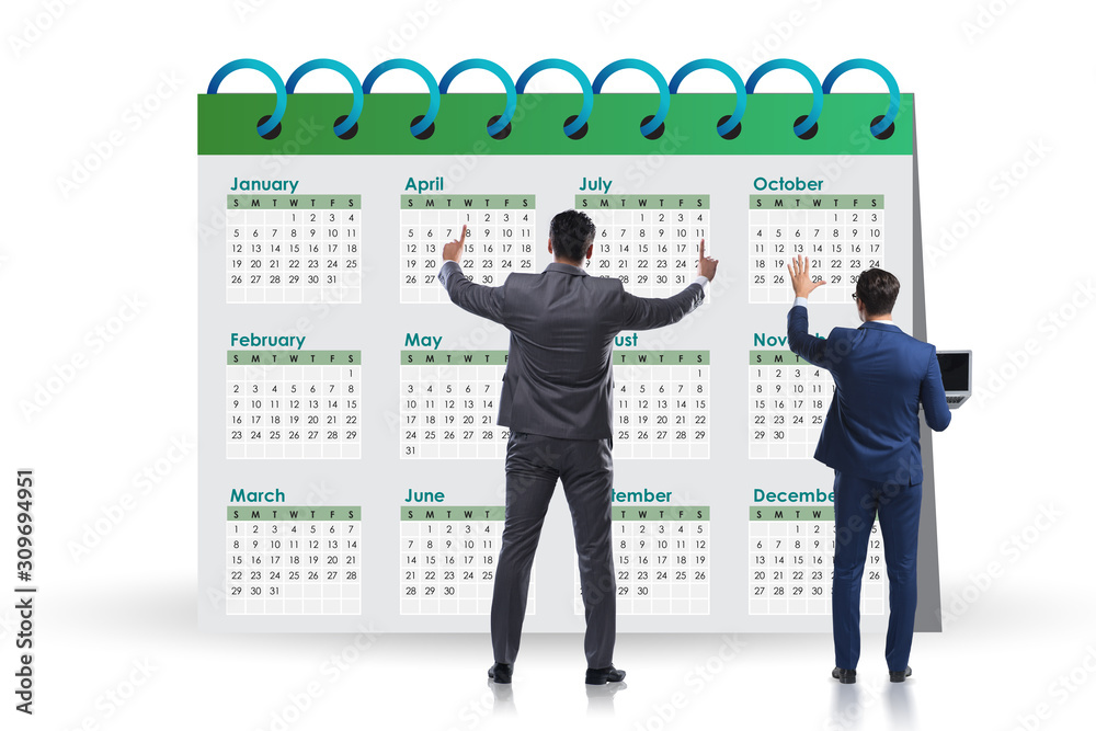 Business calendar concept with businessman Business calendar concept with businessman