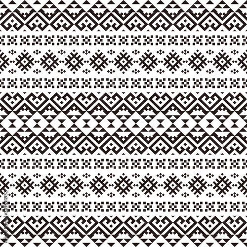 Seamless Ethnic Pattern in black and white color. Black White Tribal Aztec Pattern