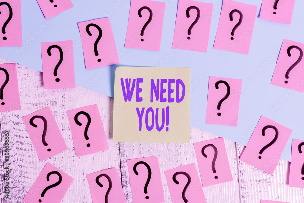 Conceptual hand writing showing We Need You. Concept meaning asking someone to work together for certain job or target Crumbling papers with thick cardboard on the wooden table Conceptual hand writing showing We Need You. Concept meaning asking someone to work together for certain job or target Crumbling papers with thick cardboard on the wooden table