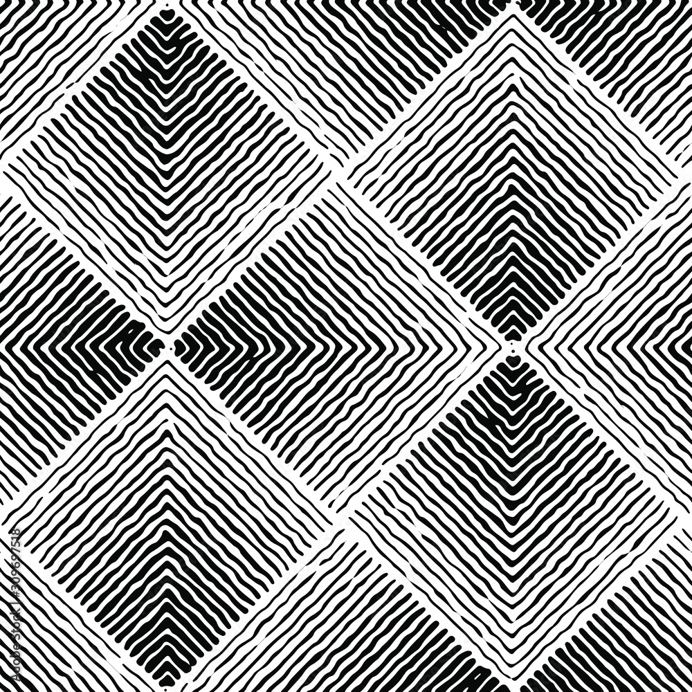 Full Seamless Modern Halftone Lines Texture Pattern Vector. Classic Distressed Black and White Design Fabric Print Background illustration for textile.