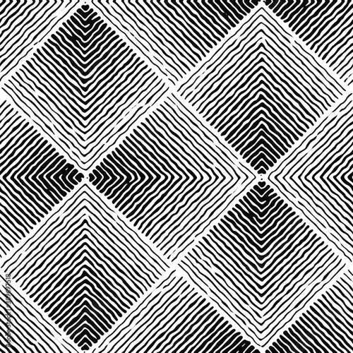 Full Seamless Modern Halftone Lines Texture Pattern Vector. Classic Distressed Black and White Design Fabric Print Background illustration for textile.