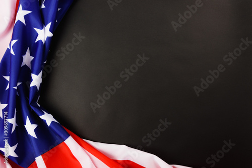 Fotografiet Martin luther king day, flat lay top view, American flag democracy
