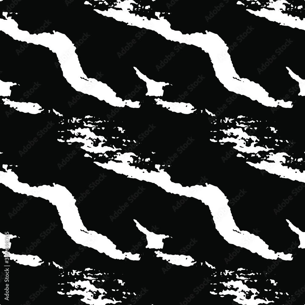 Full Seamless Abstract Wave Pattern. Monochrome Vector. Black and White ...