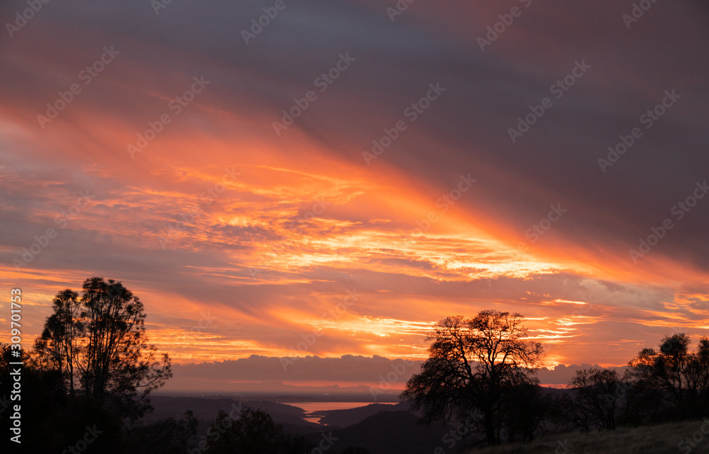 Sunset in the Sierra Foothills Overlooking the Central Valley and Lake Folsom