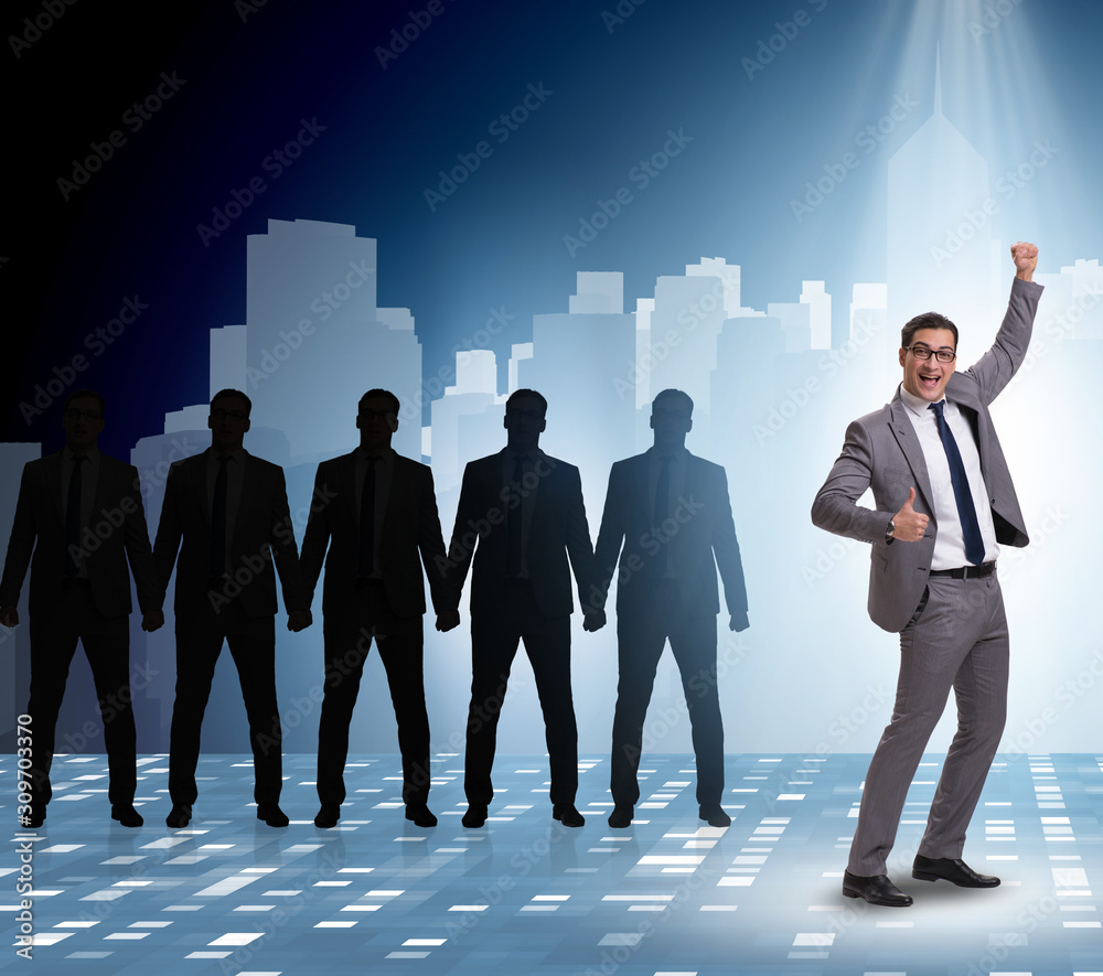 Businessman in the spotlight in business concept