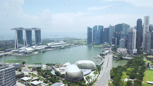 Aerial view of beautiful Singapore skyline photo