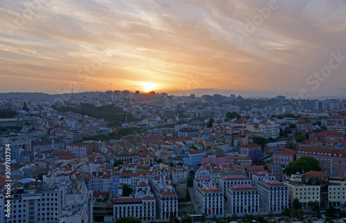 Enjoying the sunset over the Historic City Centre of Lisbon, Portugal