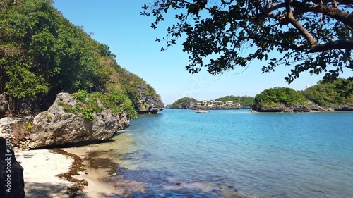 Traveling around the Hundred Islands beautiful beaches in the summer season, located in Alaminos, Pangasinan, Philippines photo