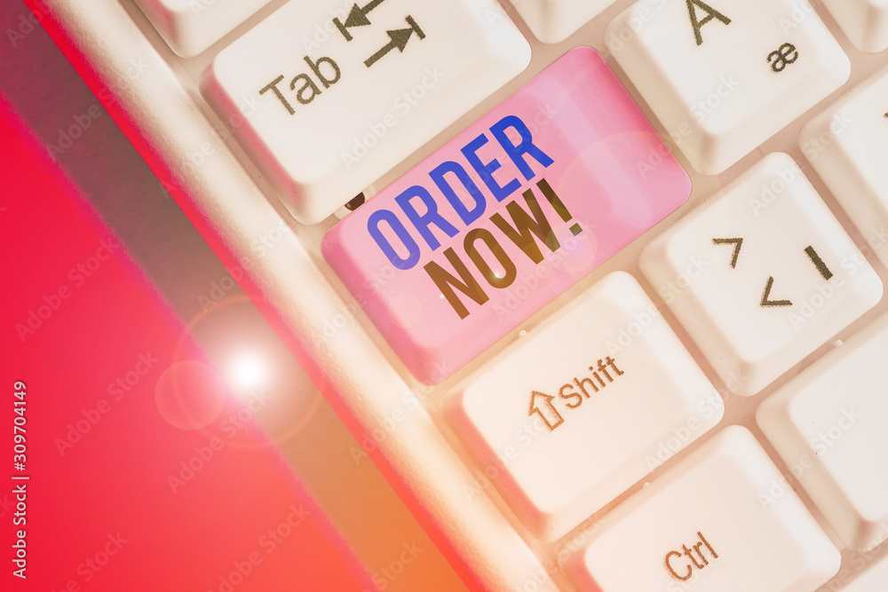 Handwriting text writing Order Now. Conceptual photo confirmed request by one party to another to buy sell