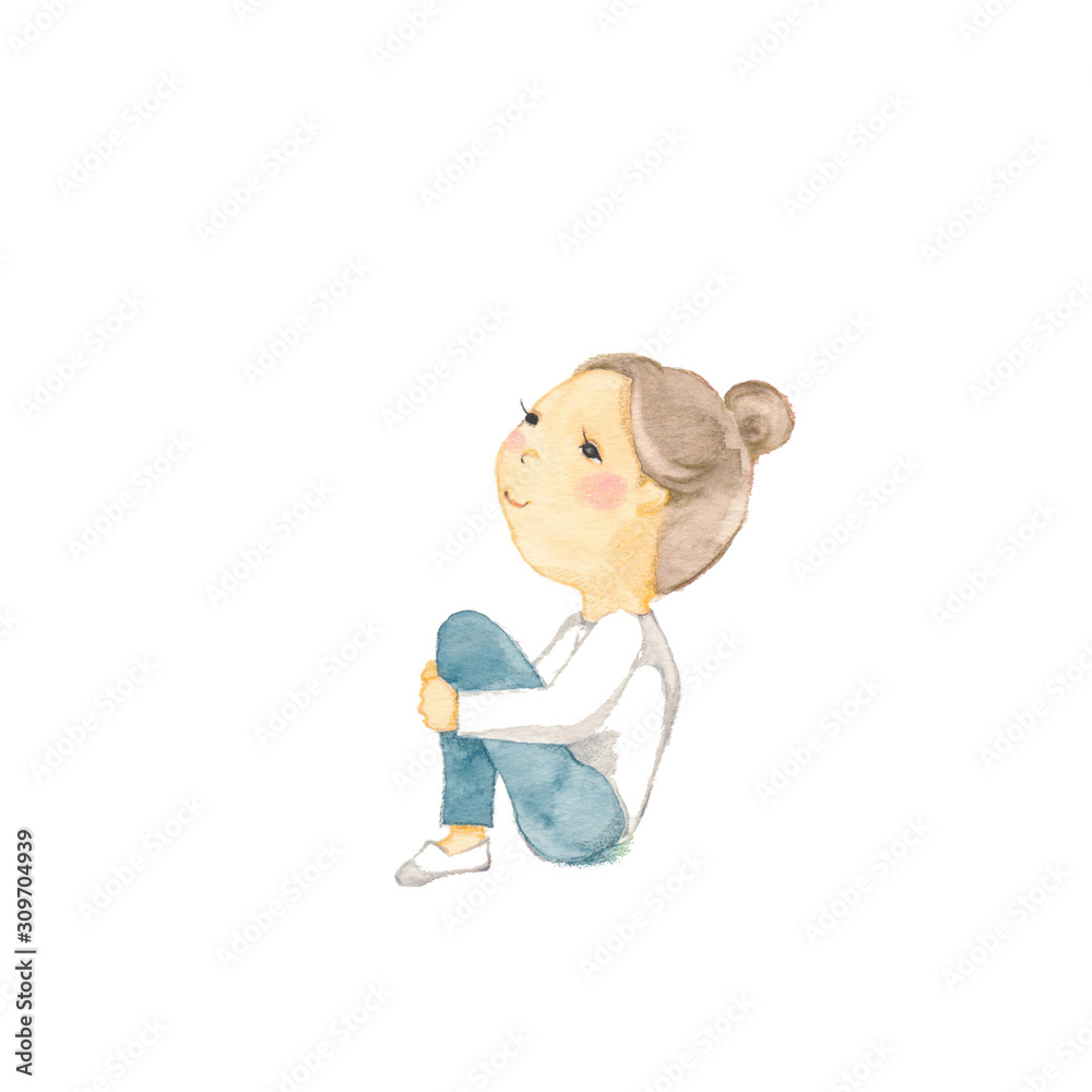 体育座りの女の子 Stock イラスト Adobe Stock