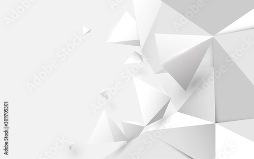 Abstract white 3d low polygonal background. Vector illustration