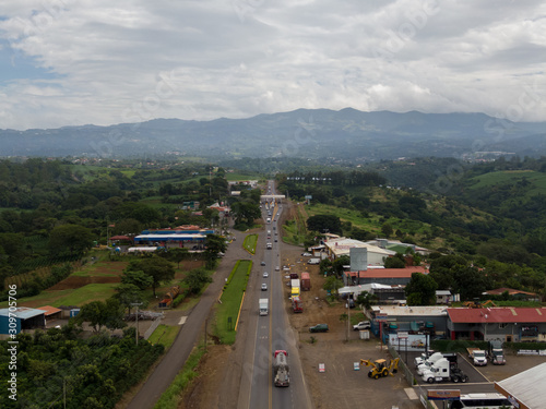 Beautiful aerial view of the toll in naranjo highway Costa Rica 