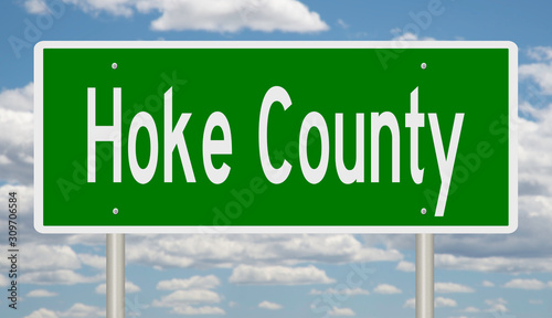 Rendering of a green 3d highway sign for Hoke County photo