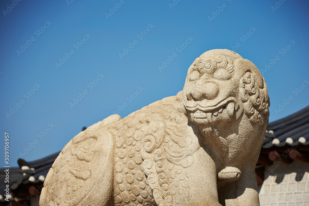 South Korean stone haetae statue 