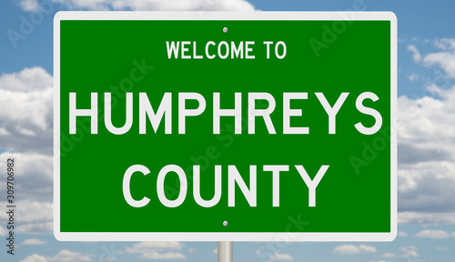 Rendering of a green 3d highway sign for Humphreys County photo