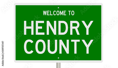 Rendering of a green 3d highway sign for Hendry County photo